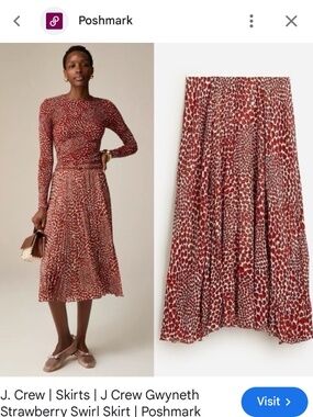 NWT JCREW strawberry print skirt and top set